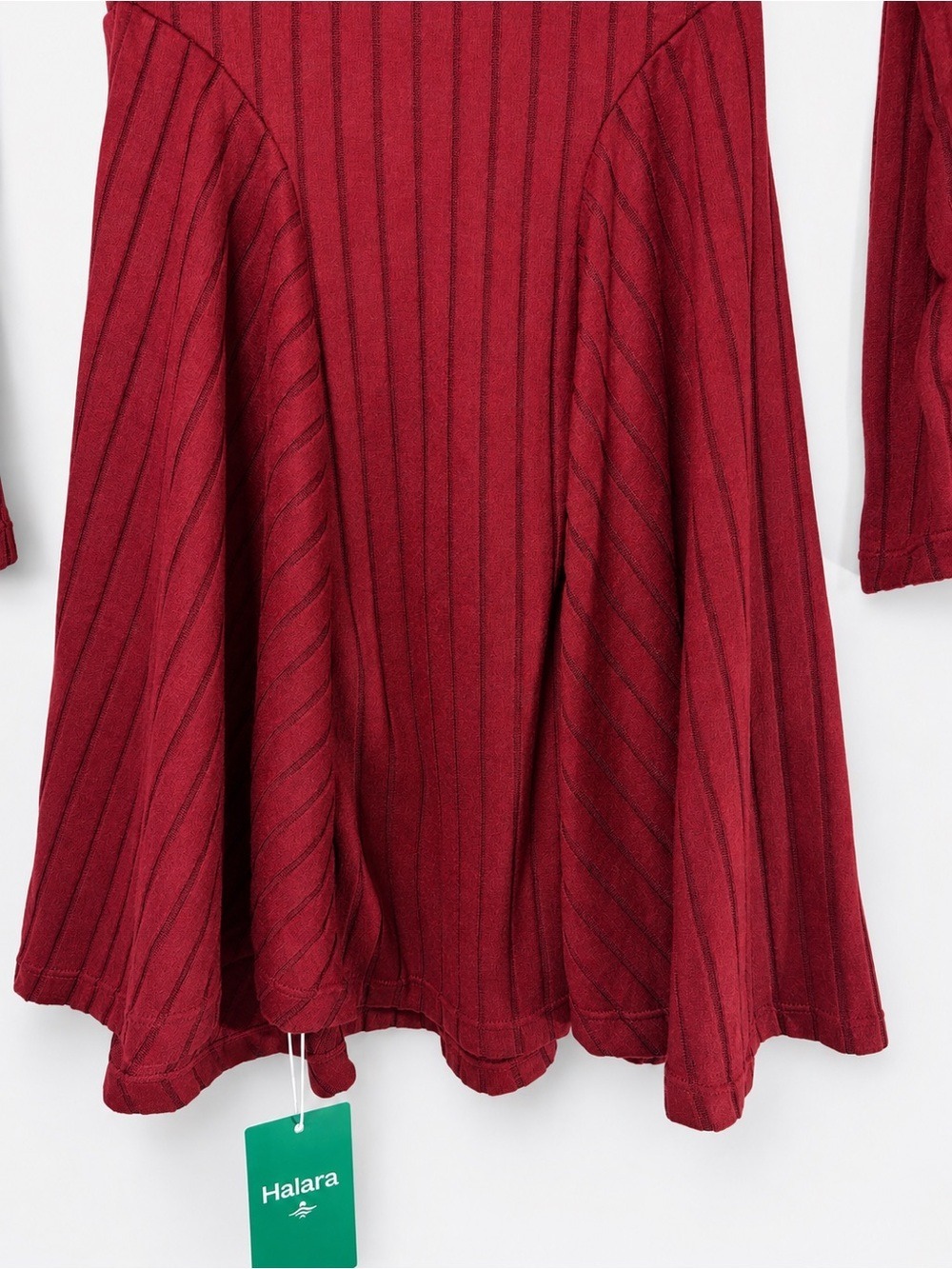 Halara Ribbed Knit V Neck Long Sleeve Fit & Flare Mini Dress XS NWT - Picture 6 of 9